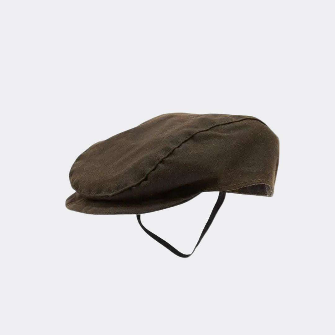 Barbour Dog Wax Flat Cap in Olive