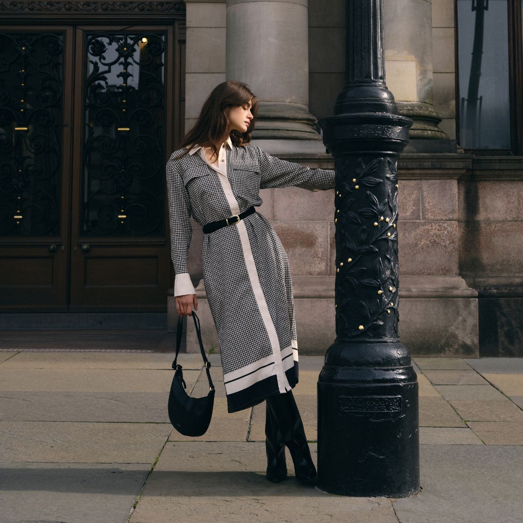 Barbour Laire Leather Half-Moon Bag in Black