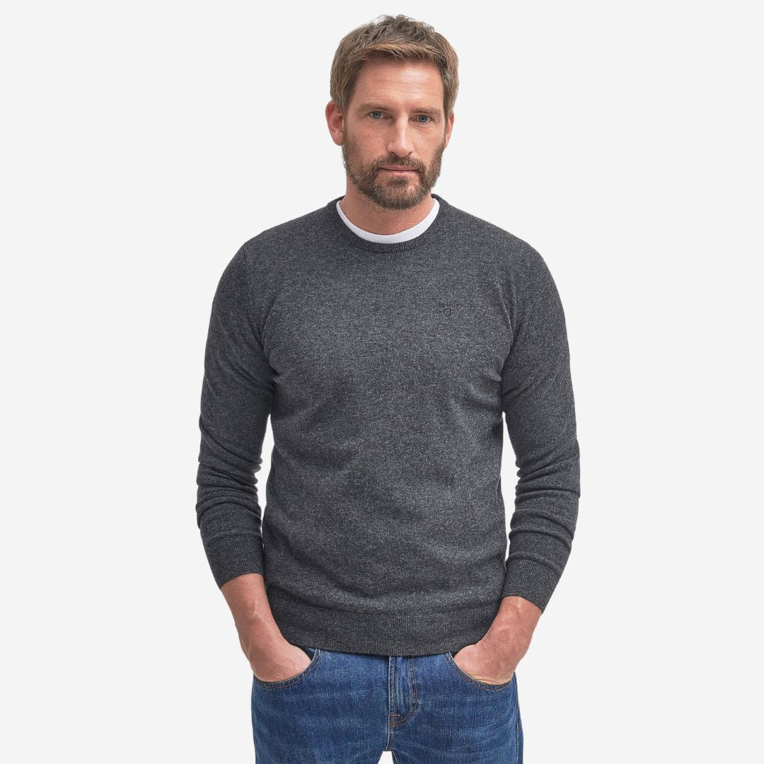 Barbour Men s Essential Crew Neck Jumper in Charcoal