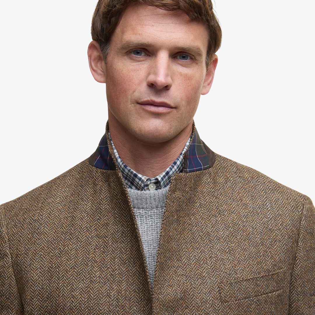 Barbour Men's Firth Moons Herringbone Blazer in Brown