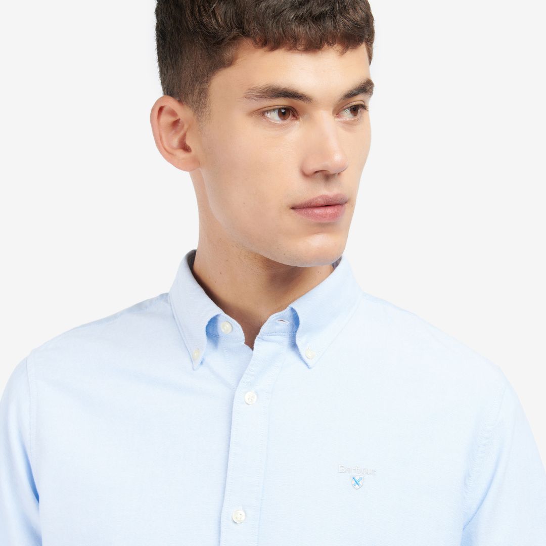 Barbour Men's Oxford Tailored Long-Sleeved Striped Shirt in Sky