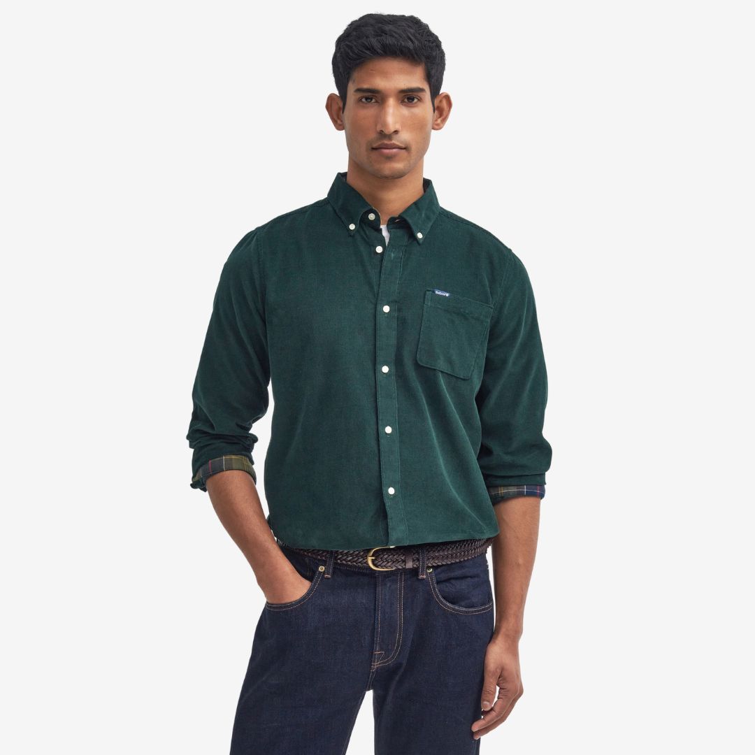 Barbour Men's Ramsey Tailored Long-Sleeved Shirt in Seaweed