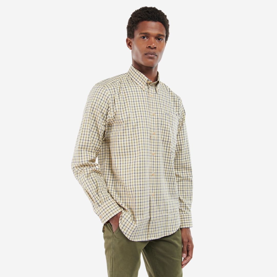 Barbour Men s Sp Tattersall Shirt in Navy Olive