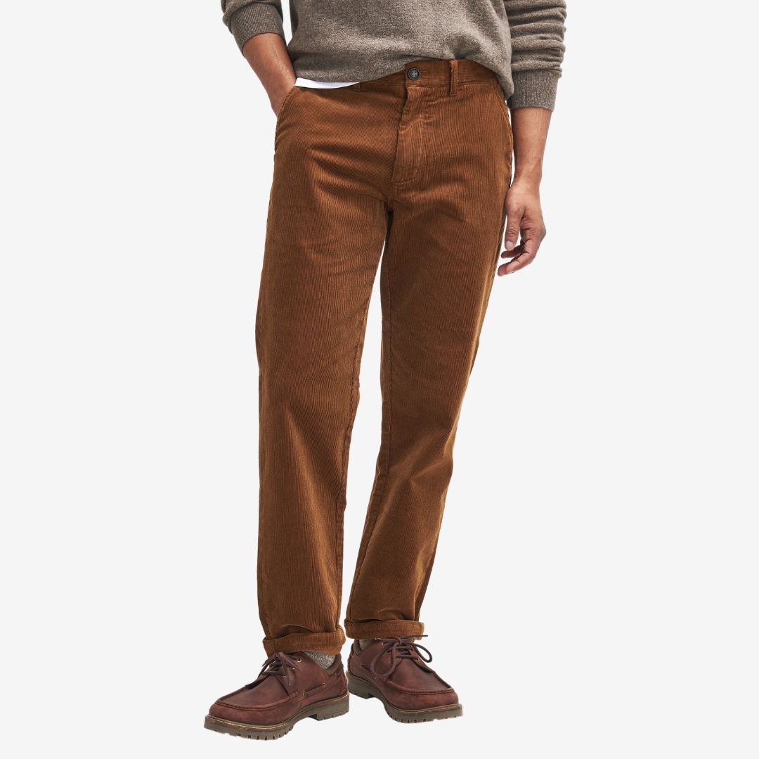 Barbour Men's Stretch Cord Tailored Trousers in Dark Honey