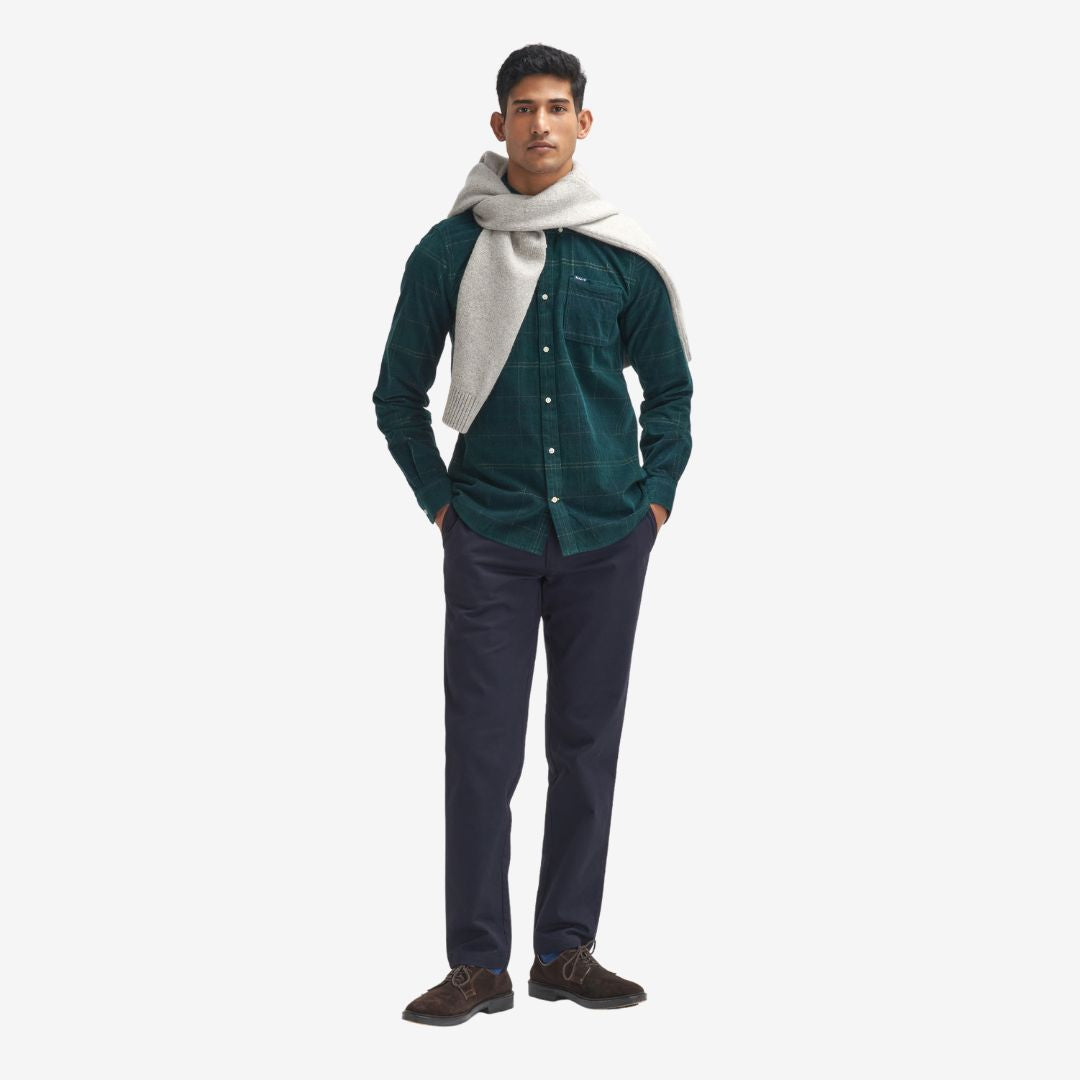 Barbour Men's Sueded Sateen Slim Trousers in Dark Navy
