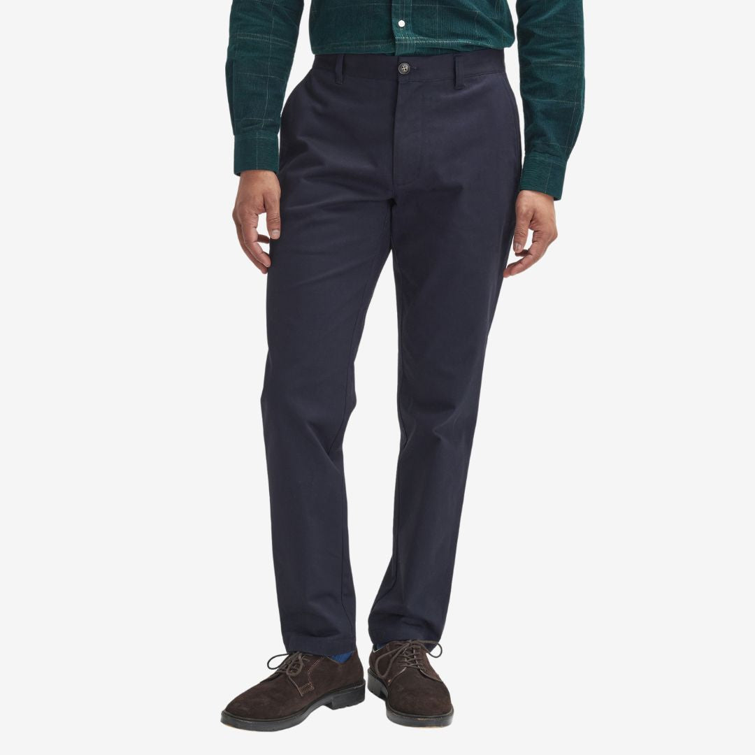 Barbour Men's Sueded Sateen Slim Trousers in Dark Navy