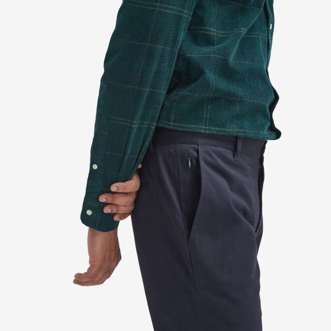 Barbour Men's Sueded Sateen Slim Trousers in Dark Navy