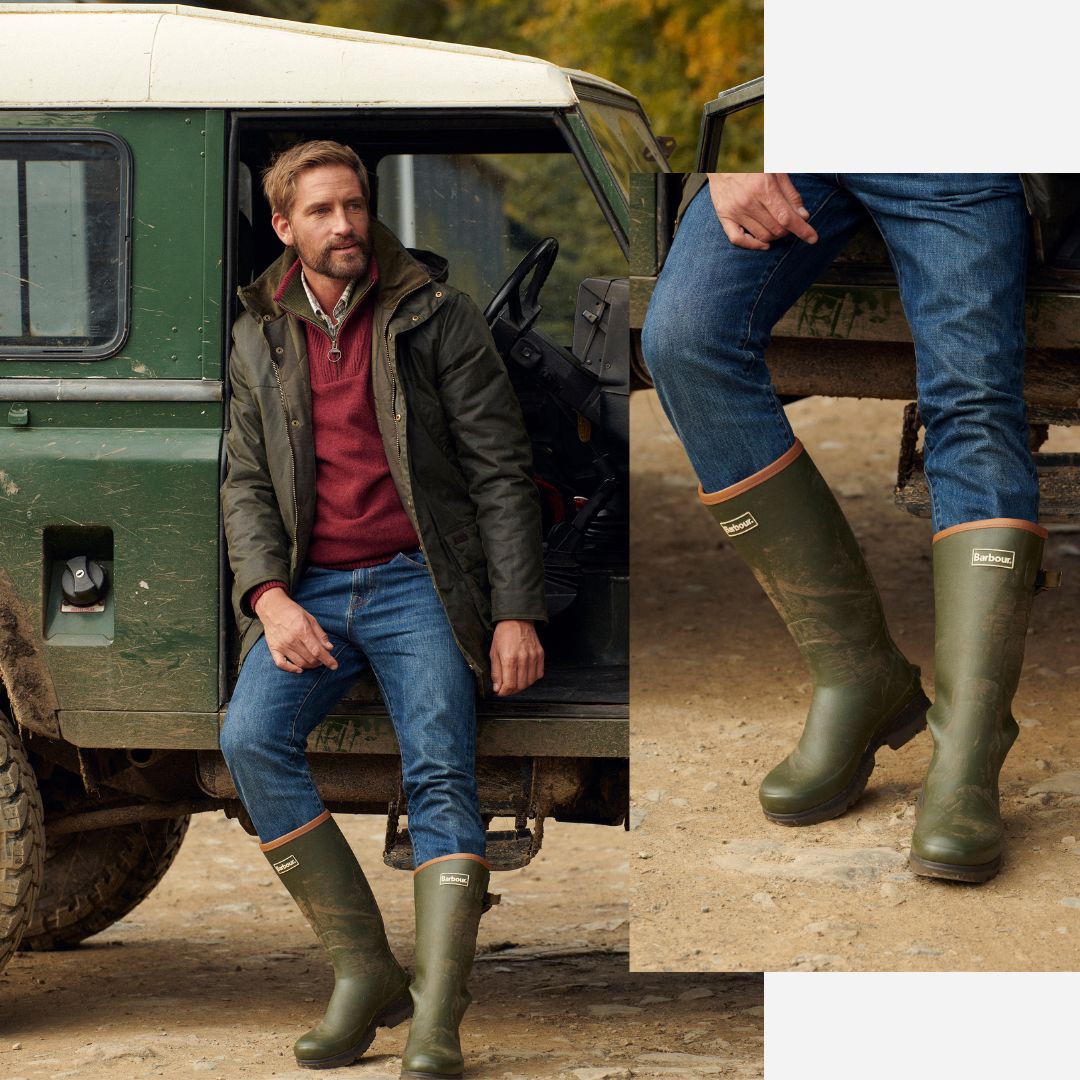 Barbour Men's Tempest Wellington Boots in Olive