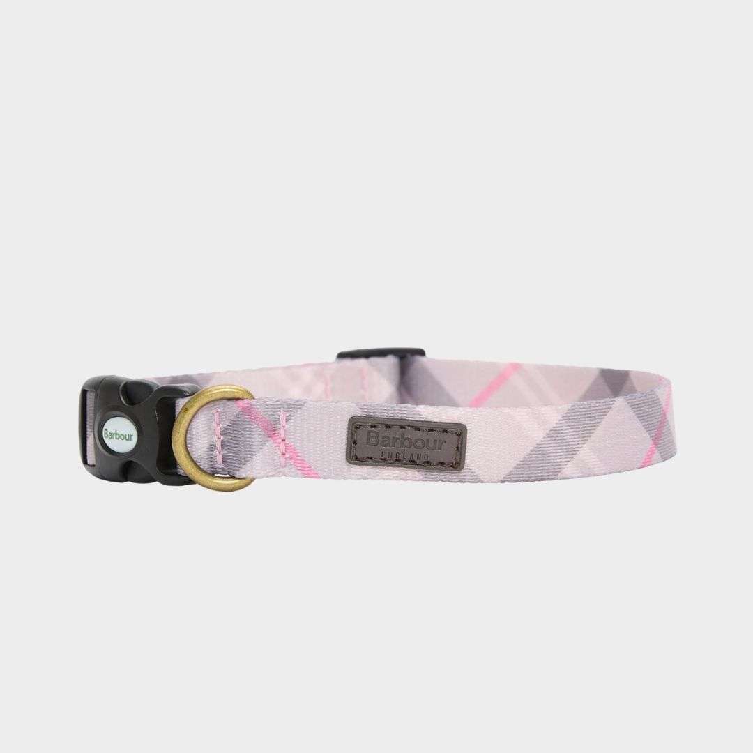 Barbour Printed Dog Collar in Pink Tartan