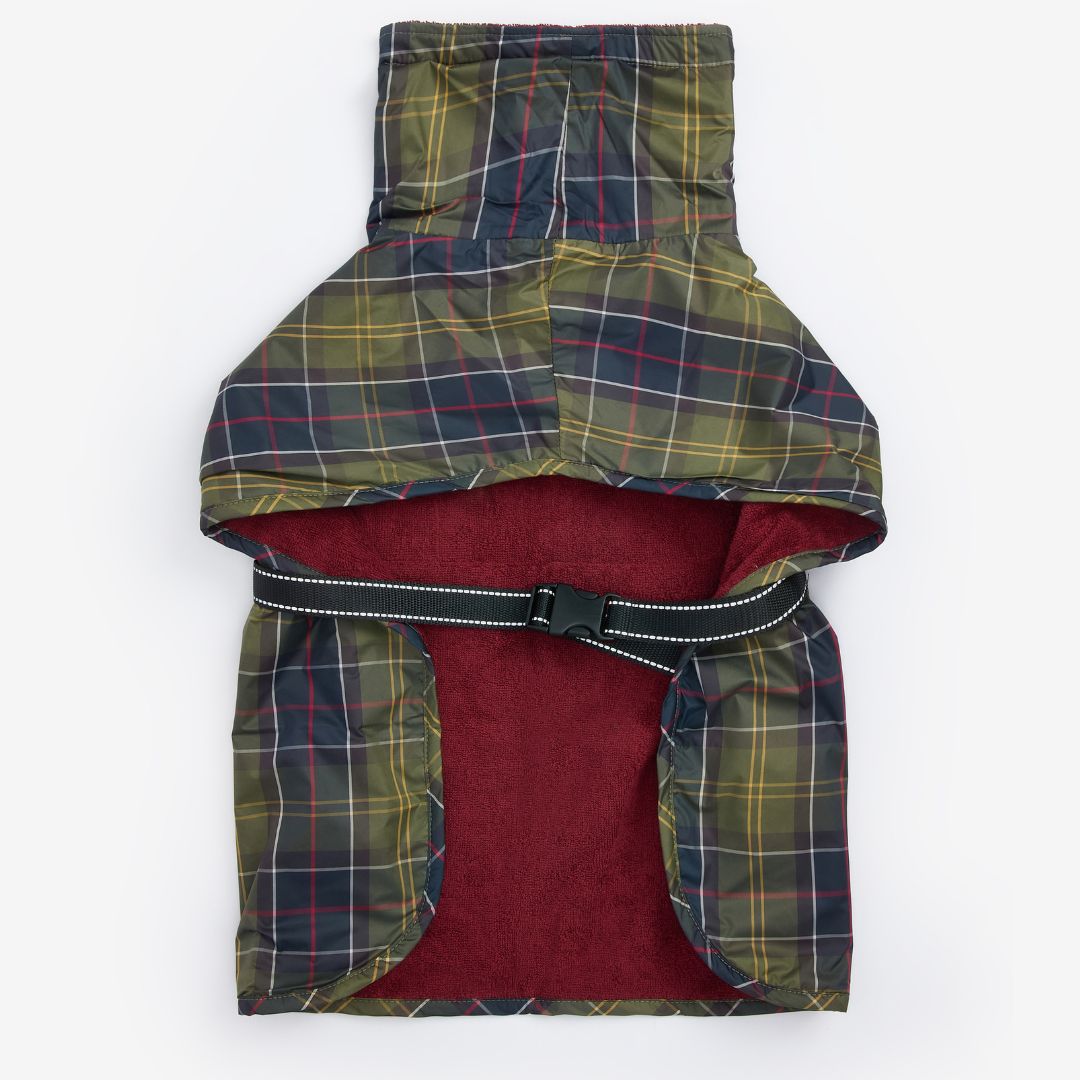 Barbour Tartan Dog Drying Robe in Classic Tartan