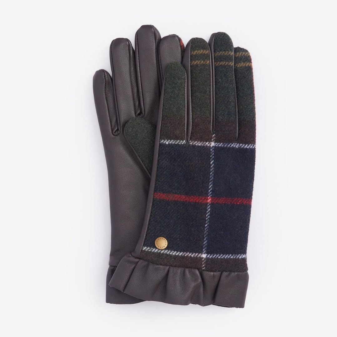 Barbour Women's Elishaw Leather Gloves in Classic Tartan