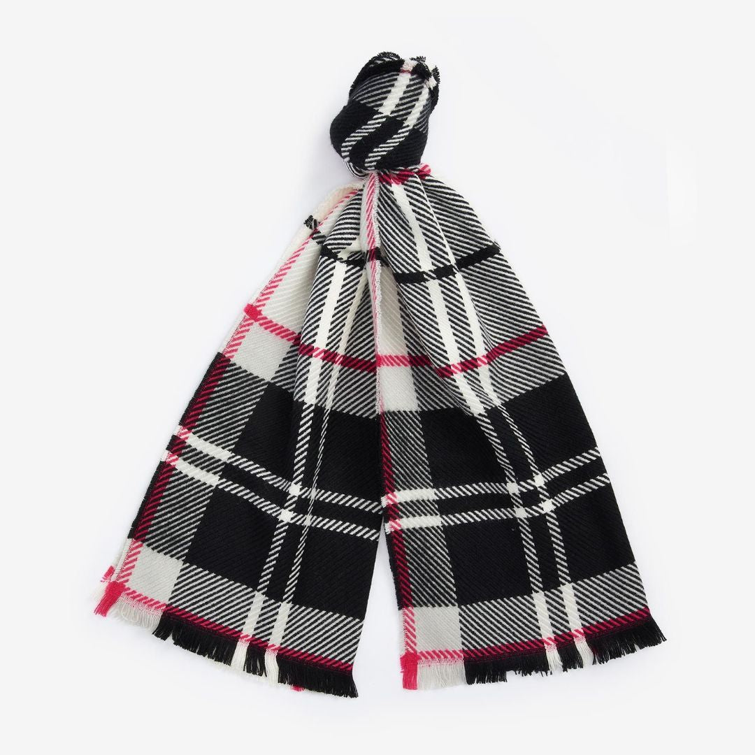 Barbour Women's Pendle Beanie & Blair Scarf Gift Set in Hot Pink Monochrome
