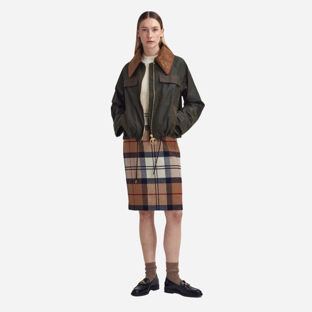Barbour Women's Rosa Tartan Midi Skirt in Hessian Tartan