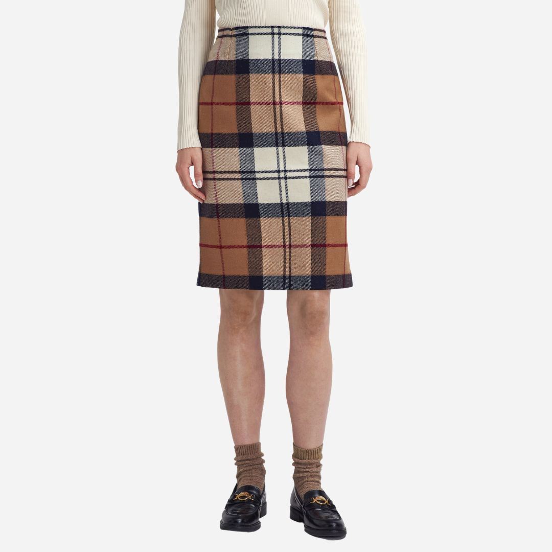 Barbour Women's Rosa Tartan Midi Skirt in Hessian Tartan