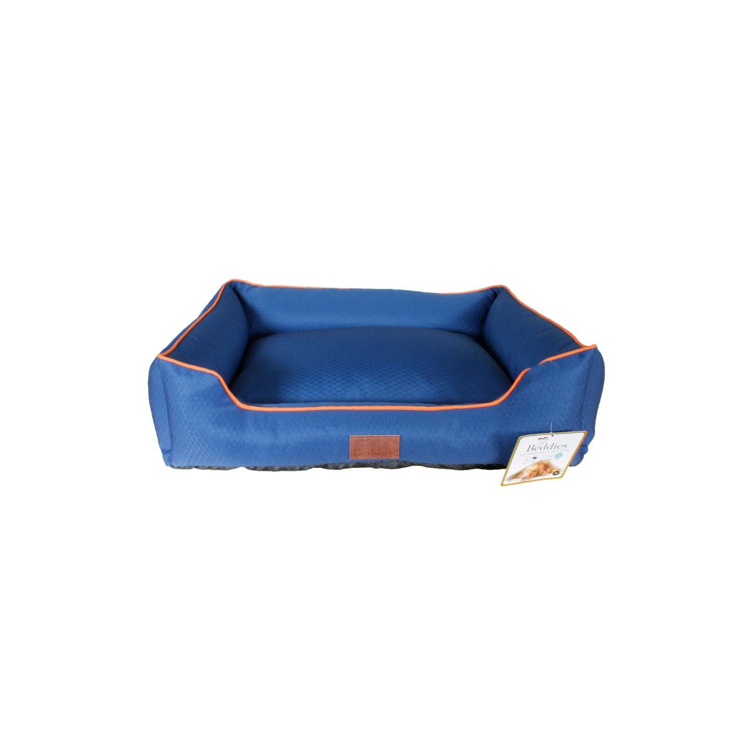 Beddies Waterproof Lounger Dog Bed in Blue and Rust