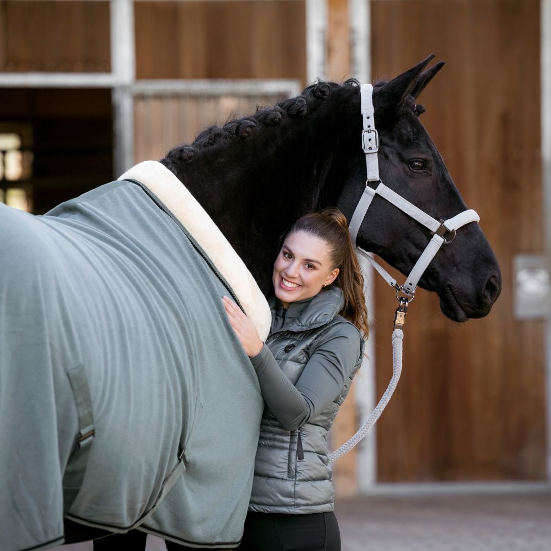 Covalliero Fleece Horse Rug in Jade Green