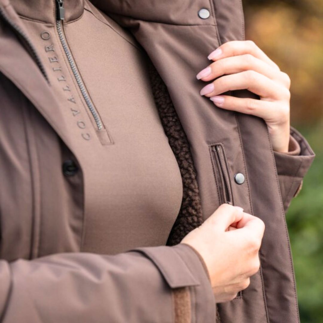 Covalliero Women's Parka Coat in Coffee