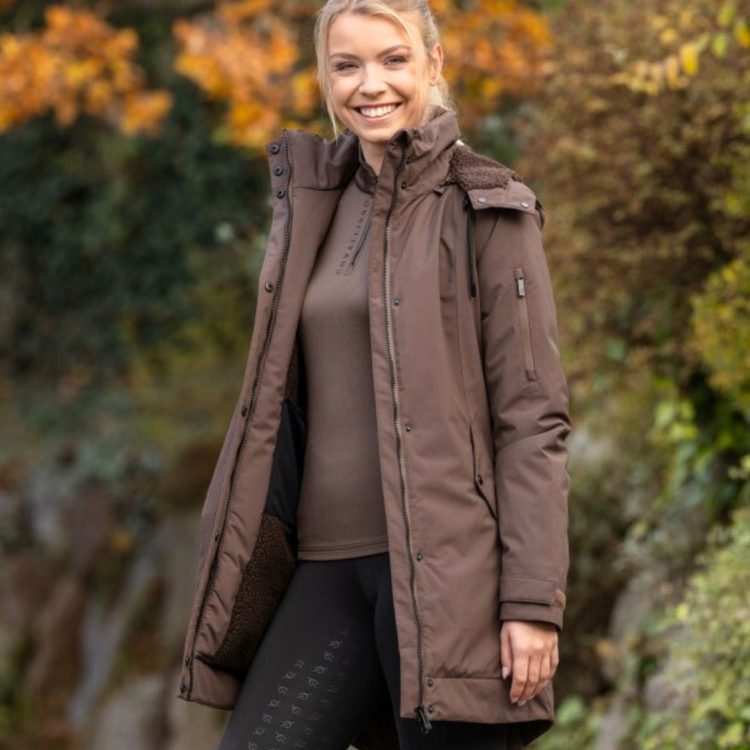 Covalliero Women's Parka Coat in Coffee