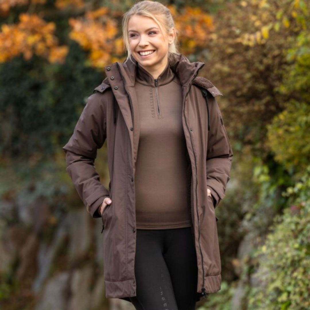 Covalliero Women's Parka Coat in Coffee