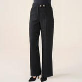 Cristina Barros Women's Chanel Style Wide Trousers in Black