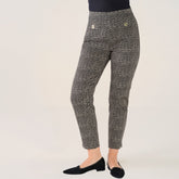 Cristina Barros Women's Classic Printed Trousers with Front Panels in Grey