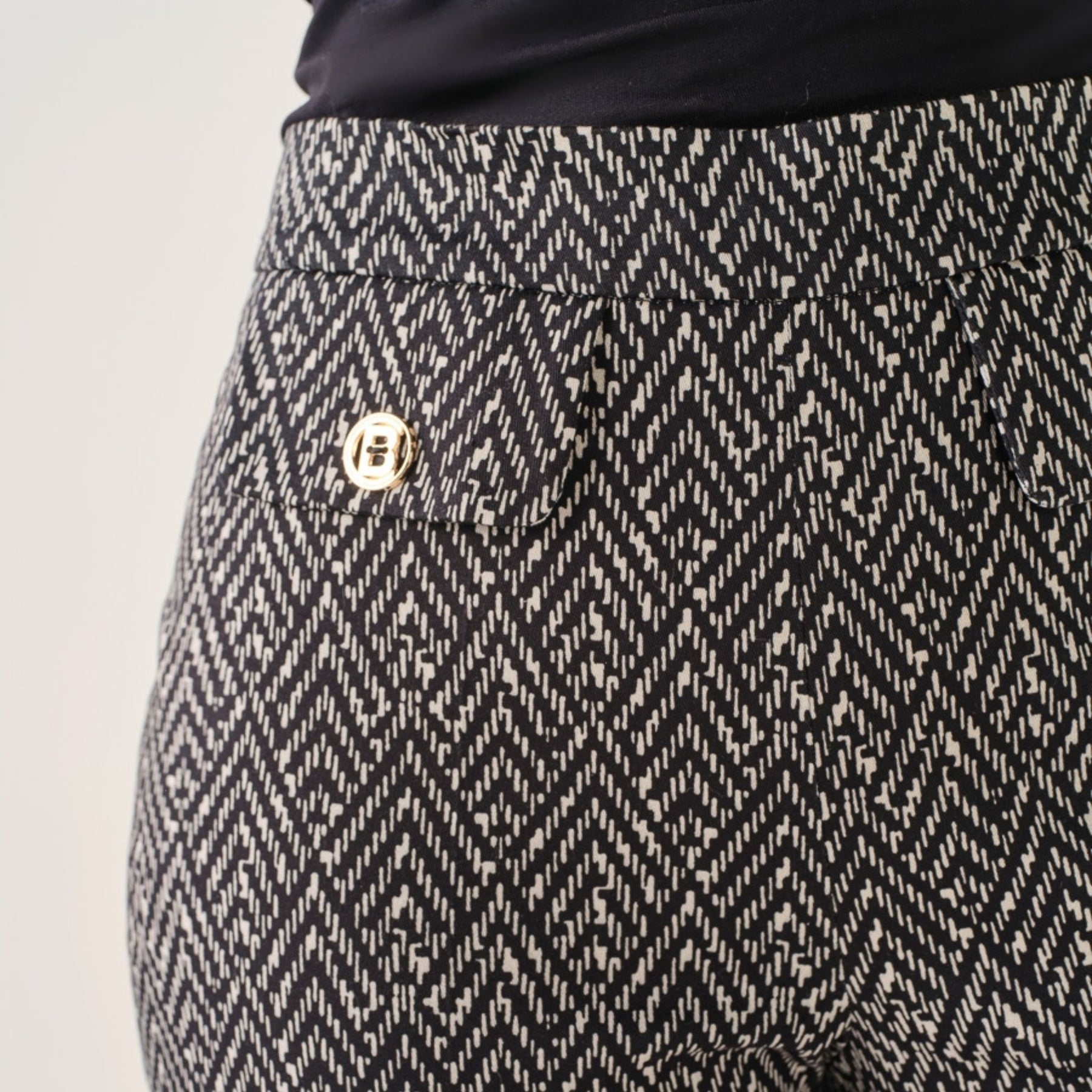 Cristina Barros Women's Classic Printed Trousers with Front Panels in Grey