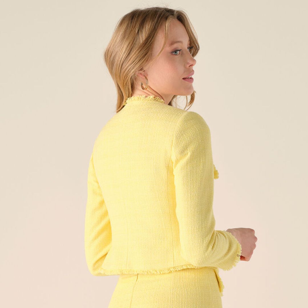 Cristina Barros Women's Tweed Jacket in Yellow