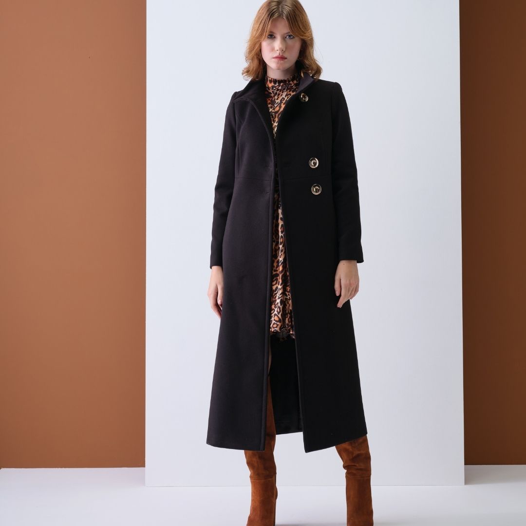 Cristina Barros Women's Long Coat in Black