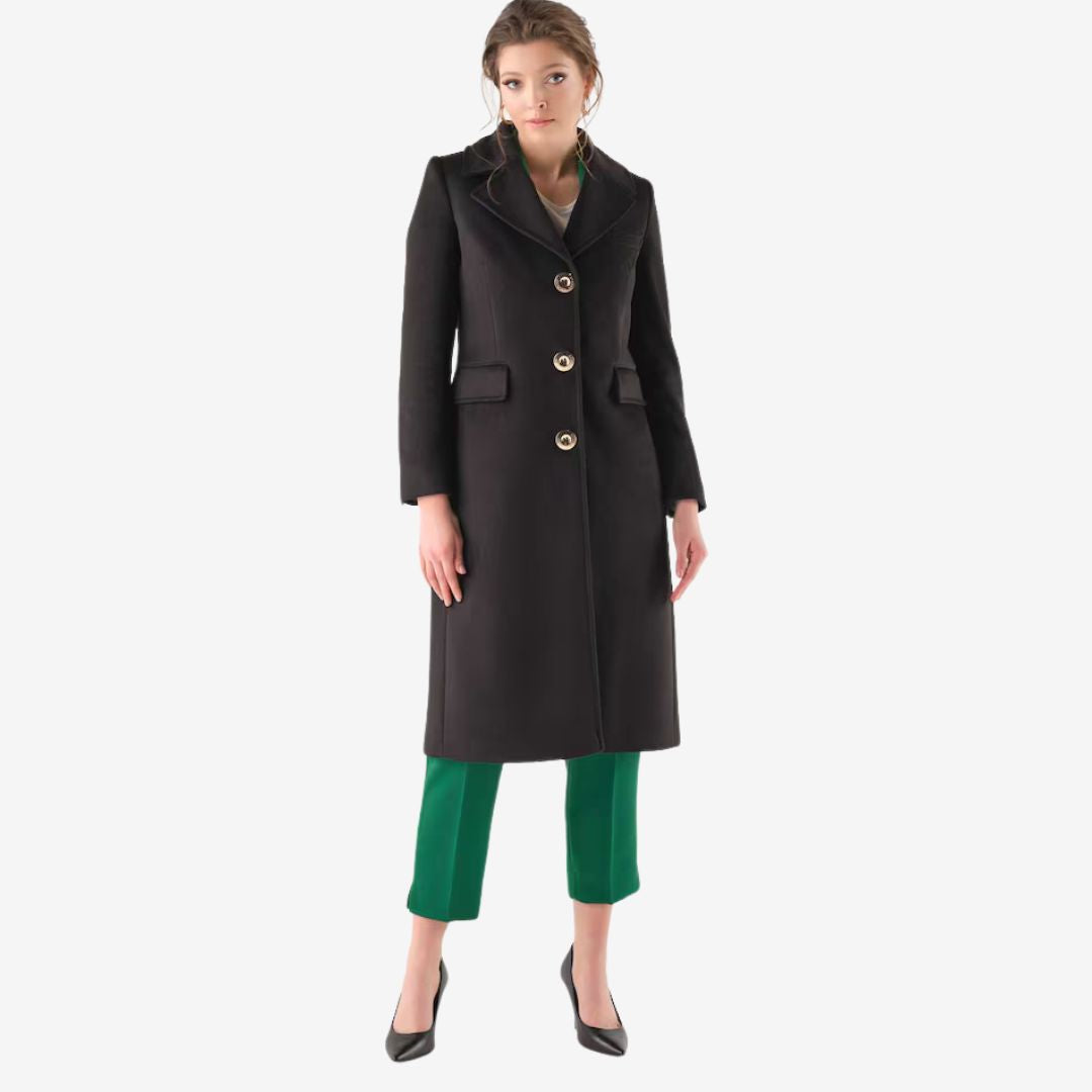 Cristina Barros Women's Long Coat in Black & Green