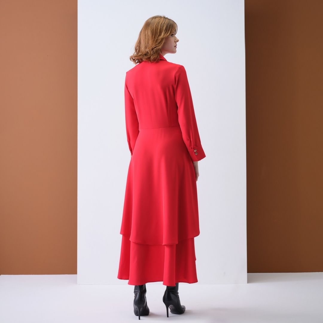 Cristina Barros Women's Long Shirt Dress in Red