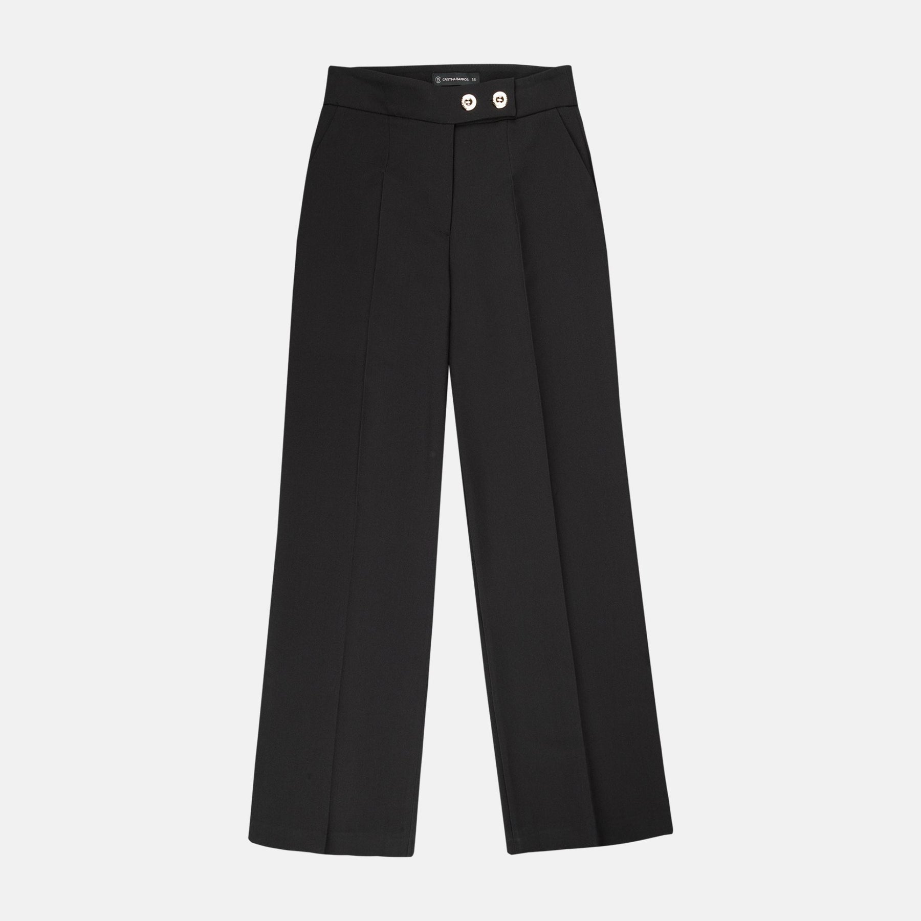 Cristina Barros Women's Plain Wide Trousers in Black