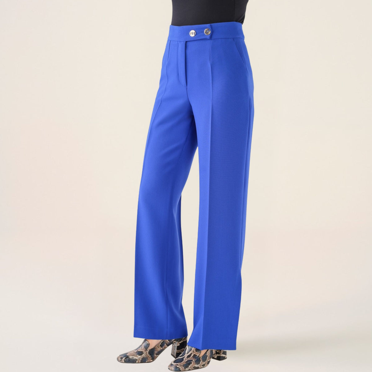 Cristina Barros Women's Plain Wide Trousers in Indigo