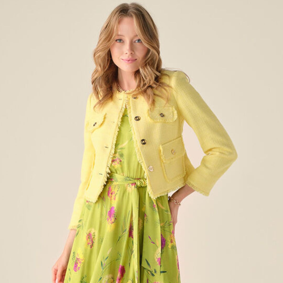 Cristina Barros Women's Tweed Jacket in Yellow
