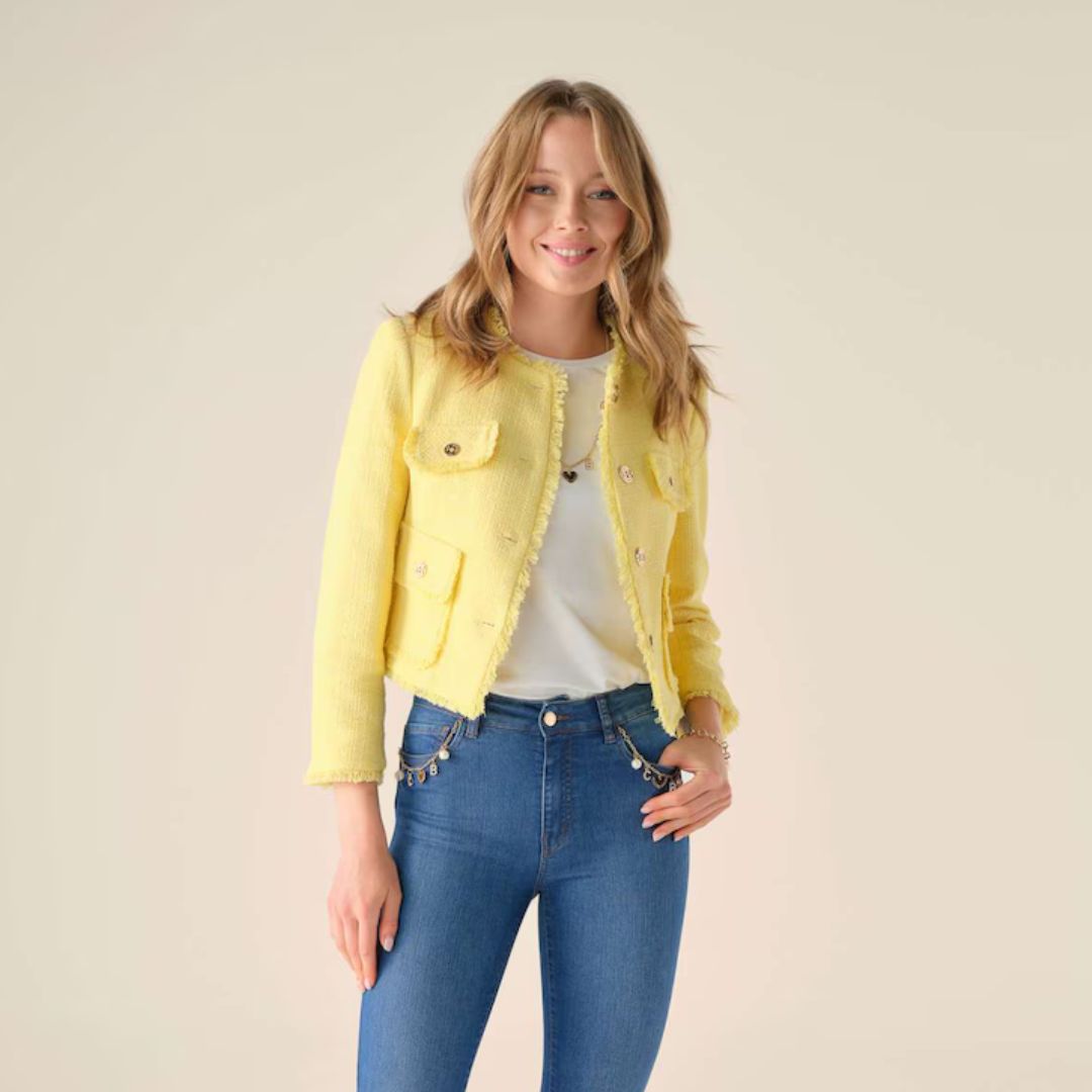 Cristina Barros Women's Tweed Jacket in Yellow