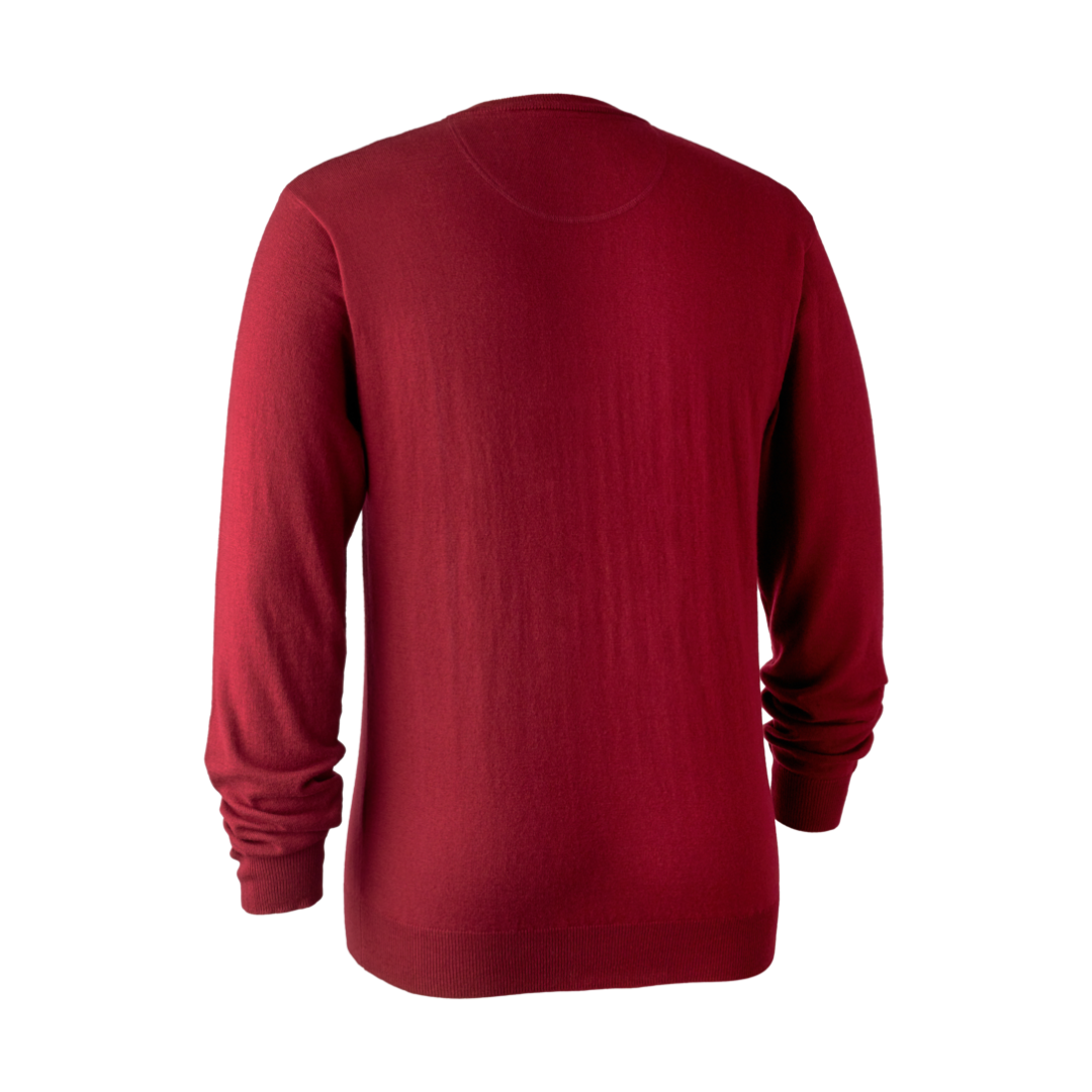 Deerhunter Men's Kingston Knit V-Neck Jumper in Red