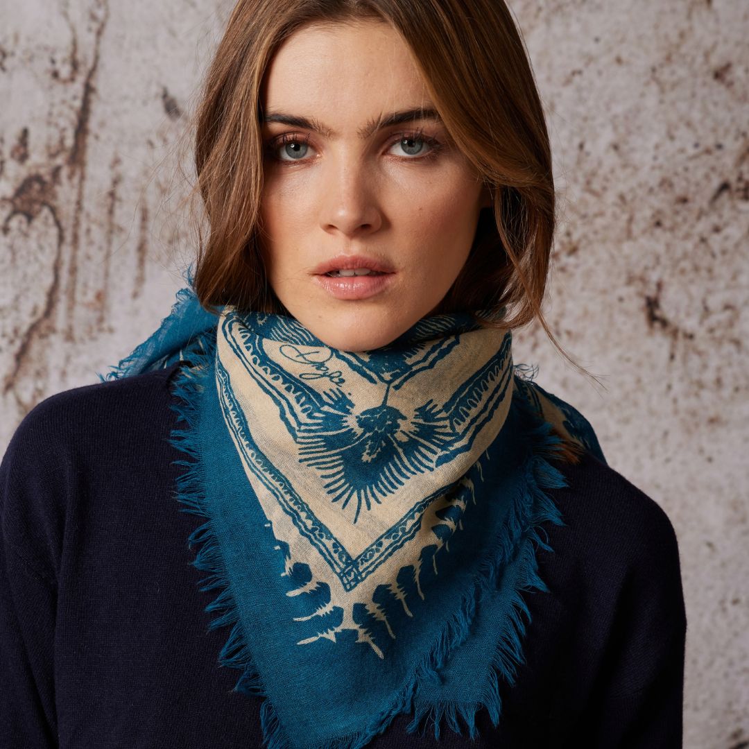 Diega Women's Fareo Wool Scarf in Teal