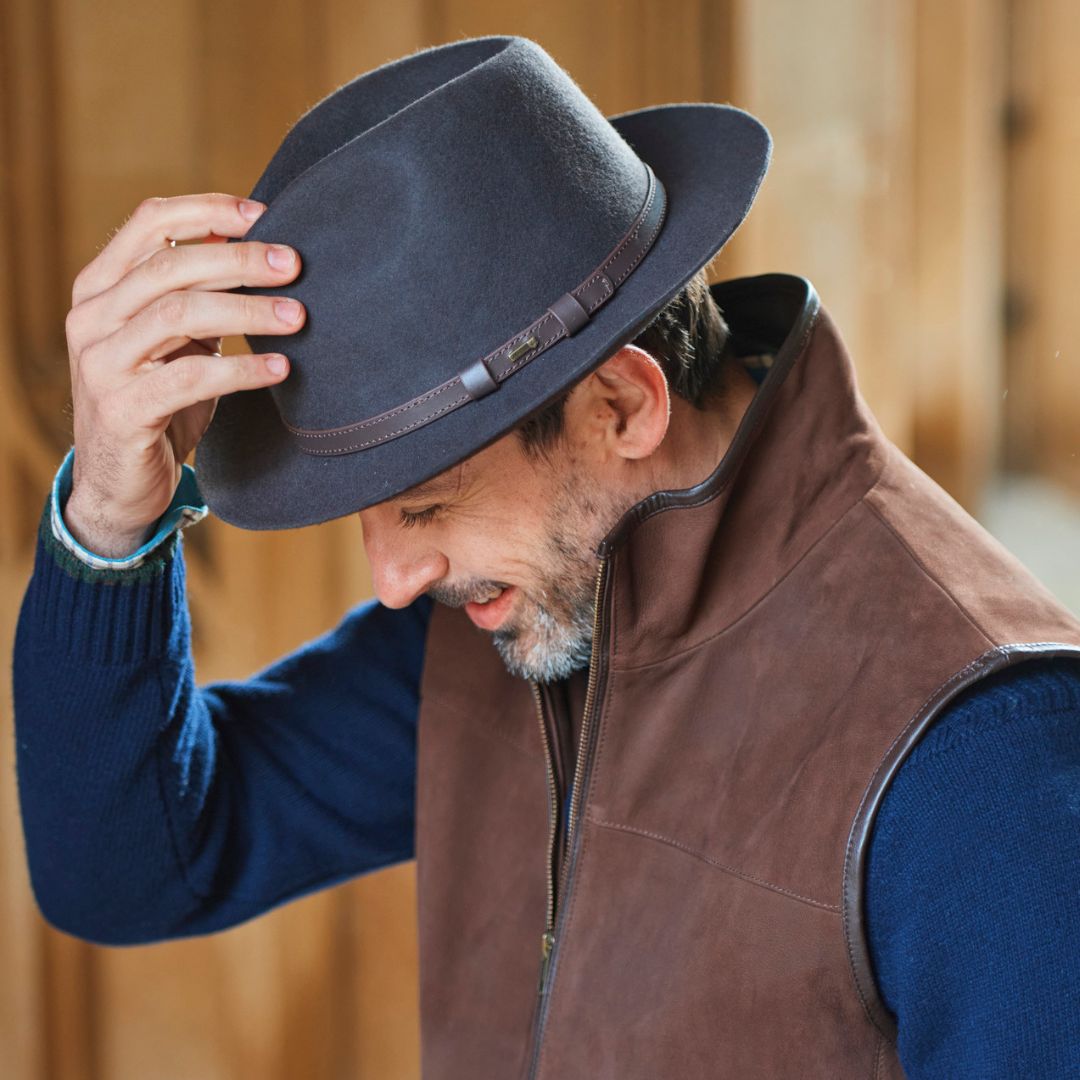 Dubarry Frontier Fedora Hat in Navy