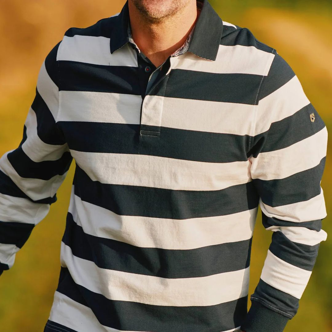 Dubarry Men's Goresbridge Rugby Shirt in Navy & White