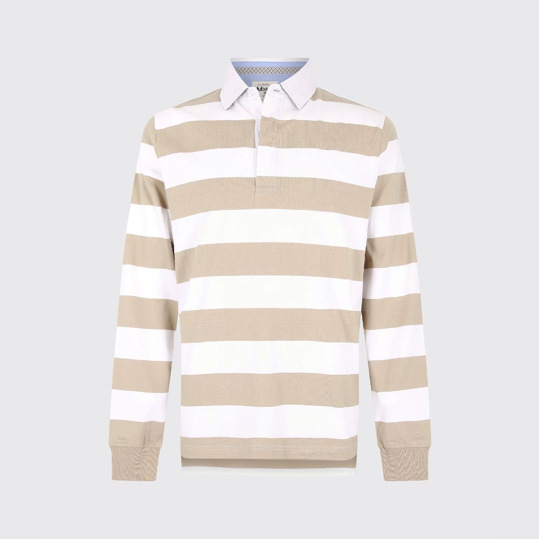 Dubarry Men's Goresbridge Rugby Shirt in Sand & White