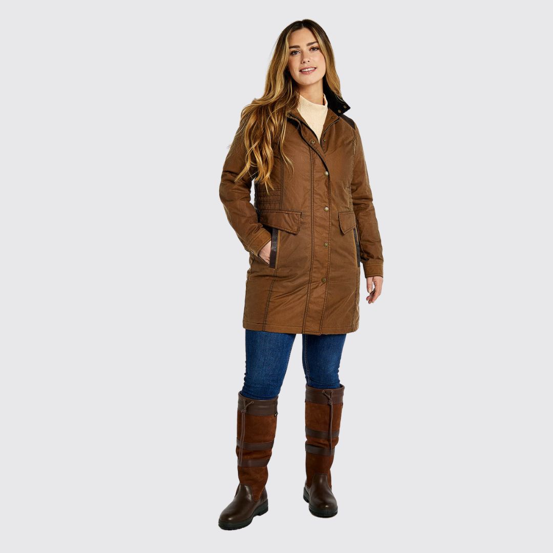 Dubarry Women's Blacklion Waxed Cotton Jacket in Cigar