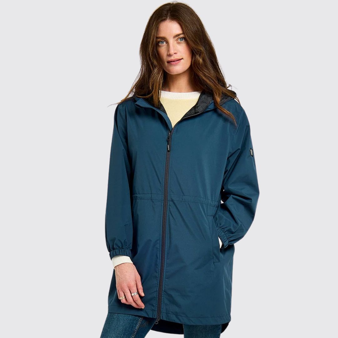 Dubarry Women's Brookside Hooded Rain Mac Coat in Atlantic