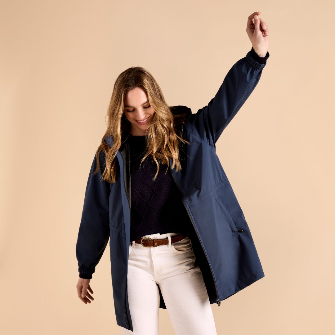 Dubarry Women's Brookside Hooded Rain Mac Coat in Atlantic
