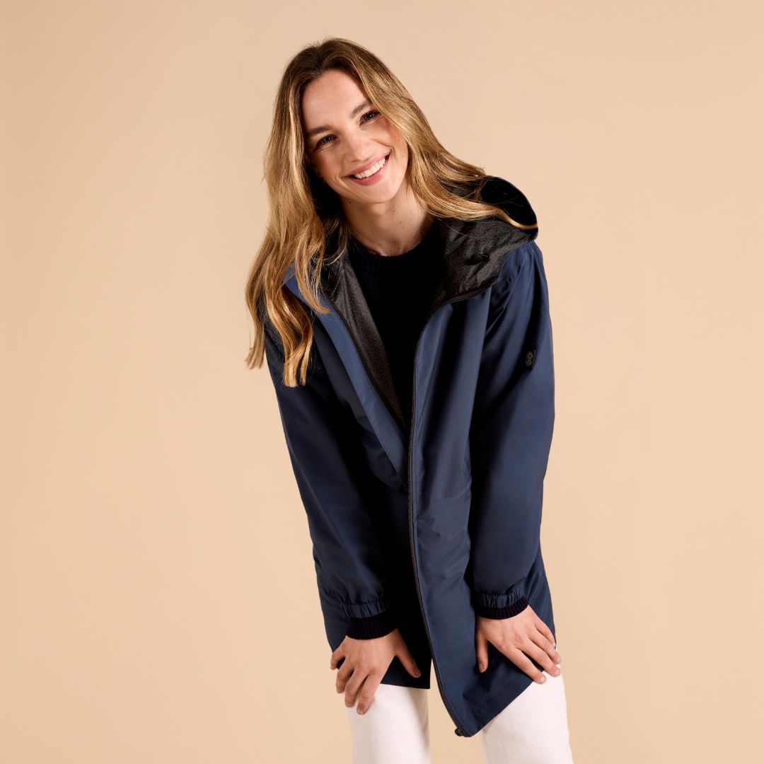 Dubarry Women's Brookside Hooded Rain Mac Coat in Atlantic