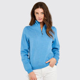 Dubarry Women's Castlemartyr Quarter-zip Jumper in Azure Blue