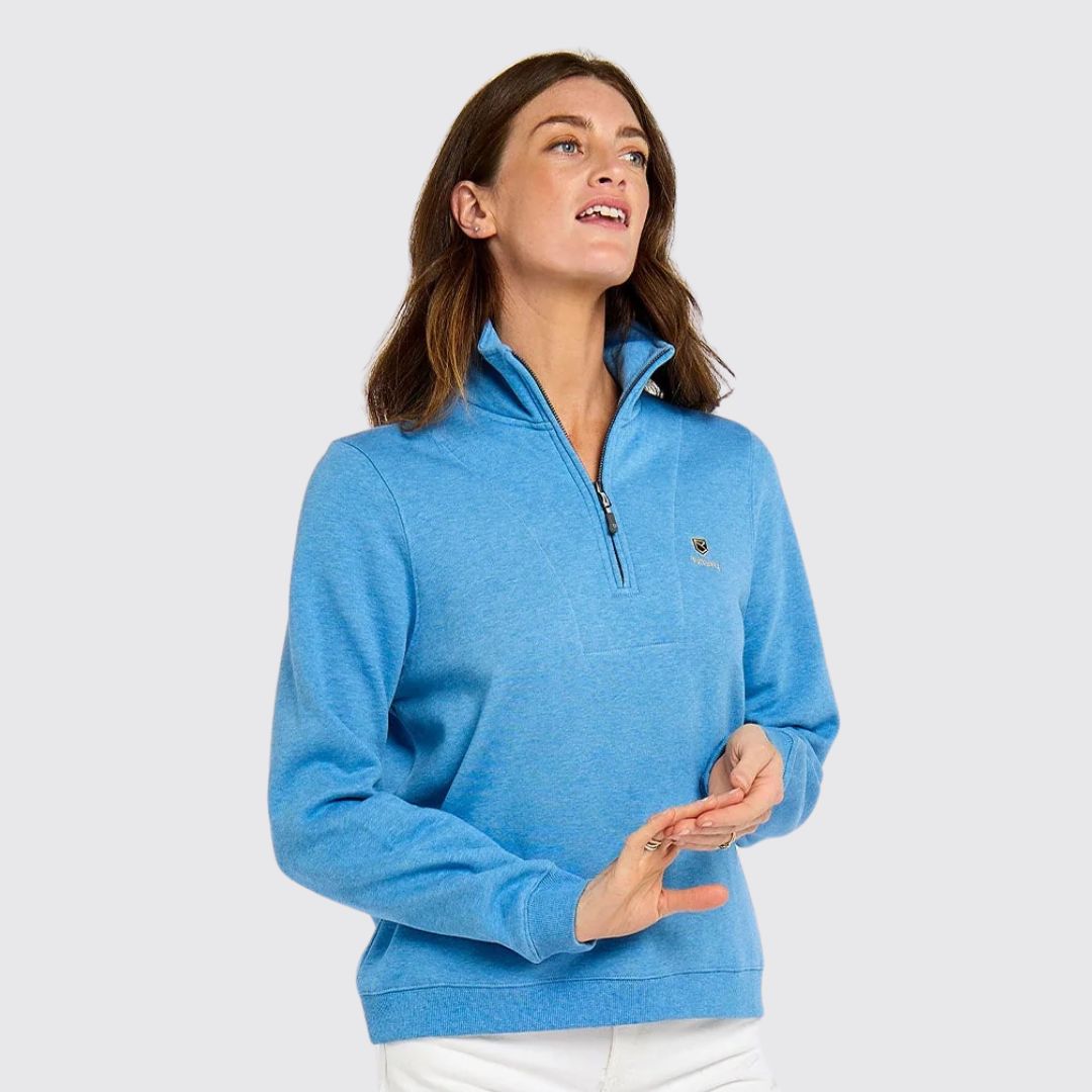 Dubarry Women's Castlemartyr Quarter-zip Jumper in Azure Blue