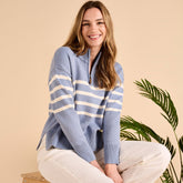 Dubarry Women's Fonthill Zip Neck Jumper in Dusty Blue