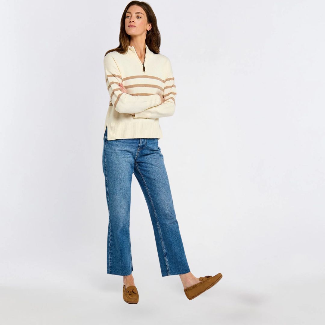 Dubarry Women's Fonthill Zip Neck Jumper in Oyster