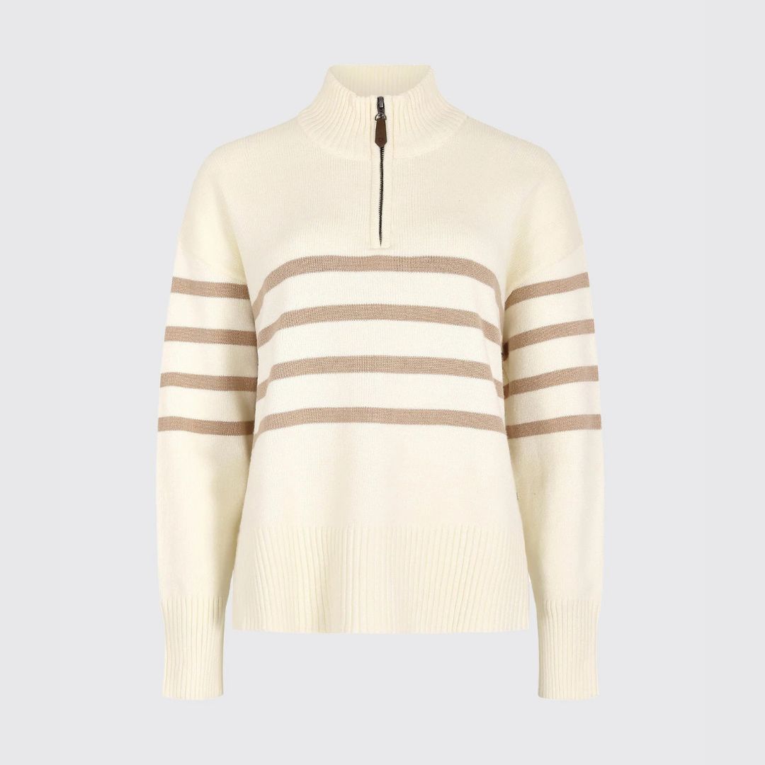 Dubarry Women's Fonthill Zip Neck Jumper in Oyster