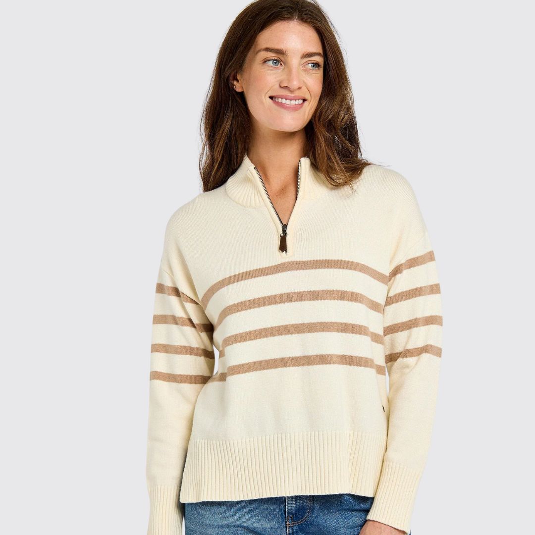 Dubarry Women's Fonthill Zip Neck Jumper in Oyster