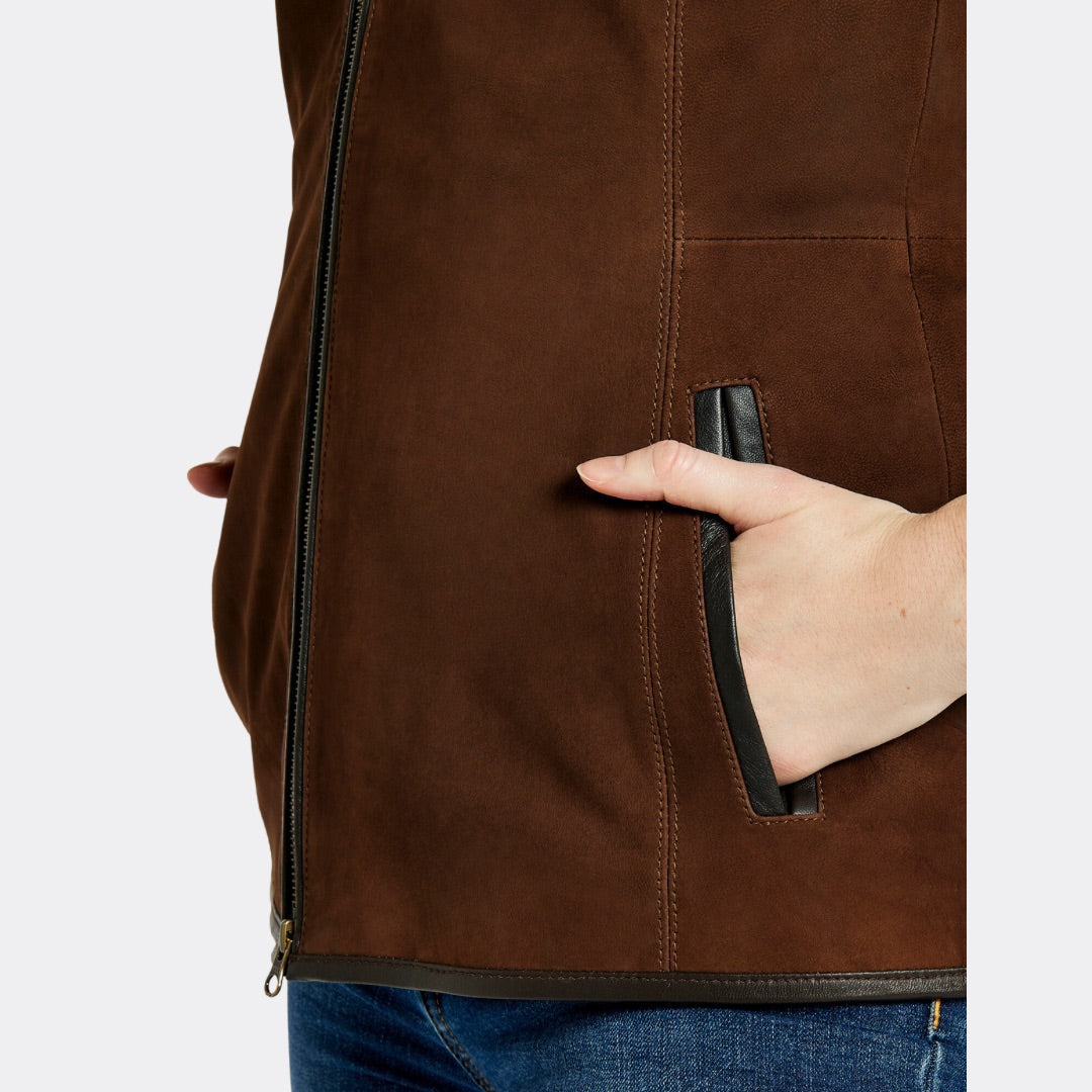 Dubarry Women's Kingston Leather Gilet in Walnut